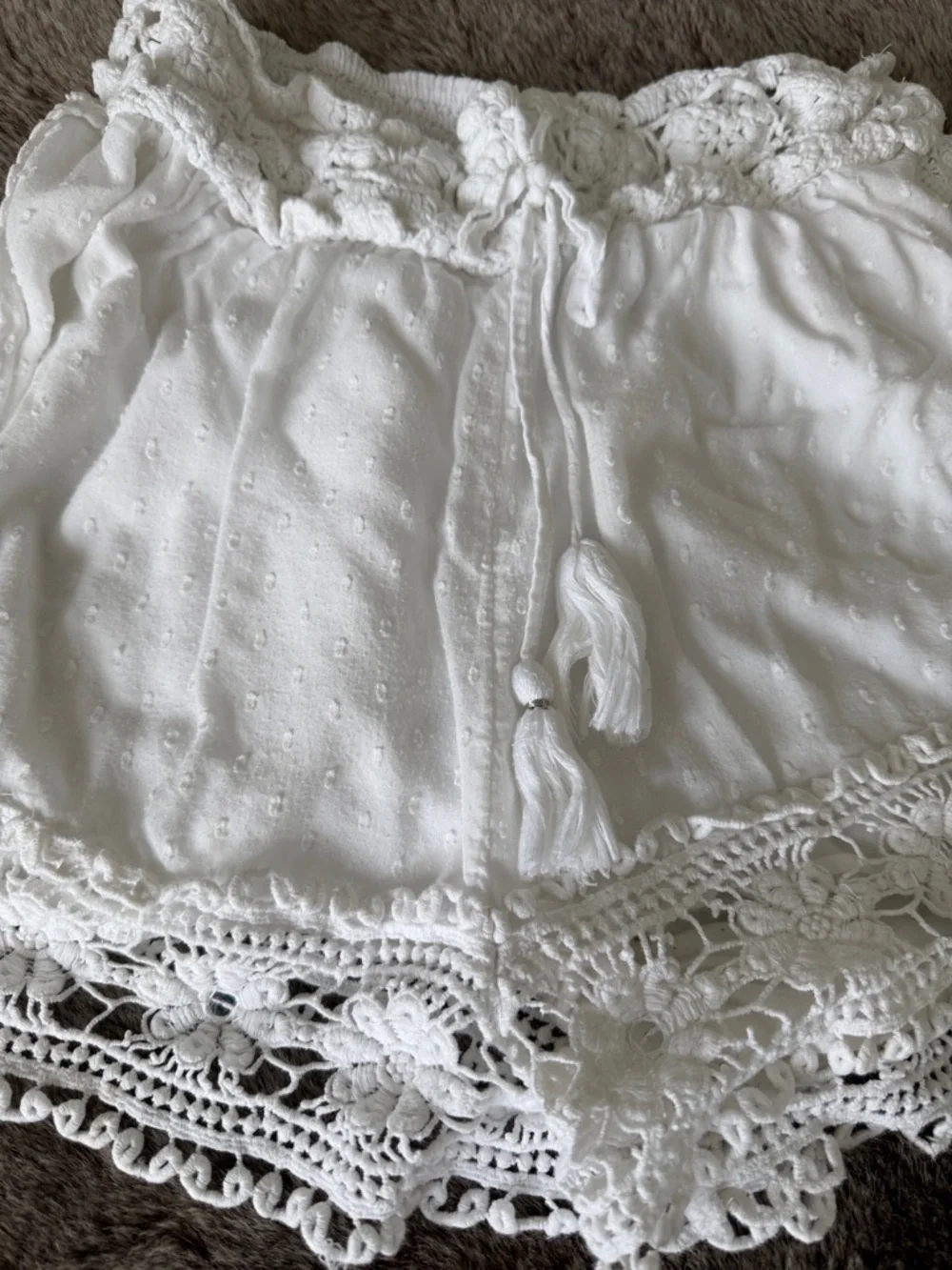 American Eagle Outfitters White High-Waist Crochet cotton Lace Comfy Shorts M - Picture 4 of 11